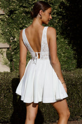 Shailene Lace Bodice A-Line Dress White